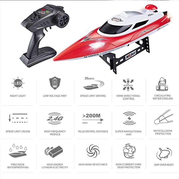 HongXunJie HJ806 2.4Ghz Water Cooling High Speed Racing Boats with Remote Controller, Auto Flip Func