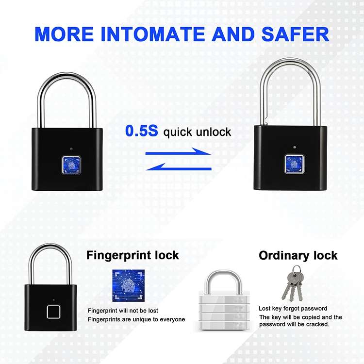 Stainless Steel Automatic Intelligent Fingerprint Padlock Electronic Lock, 10 Fingerprint Edition(Si