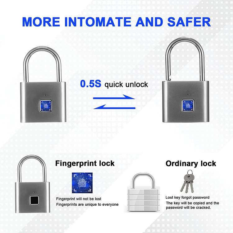 Stainless Steel Automatic Intelligent Fingerprint Padlock Electronic Lock, 10 Fingerprint Edition(Si