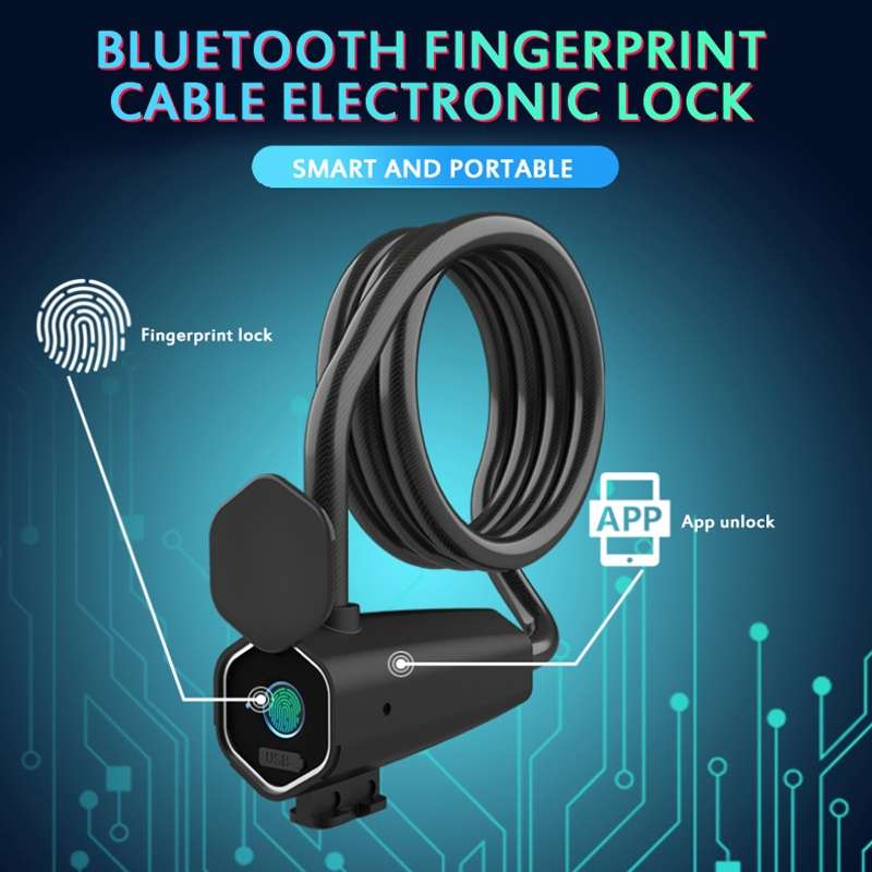 W16 IP65 Waterproof Fingerprint Lock Steel Rope Anti-theft Electric Car Lock Bluetooth APP Electroni