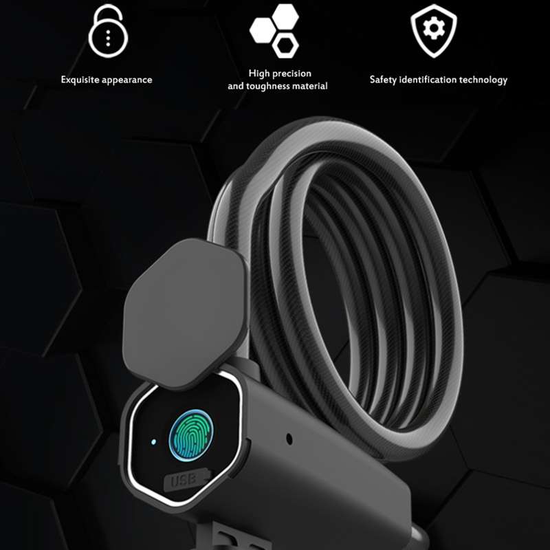 W16 IP65 Waterproof Fingerprint Lock Steel Rope Anti-theft Electric Car Lock Bluetooth APP Electroni