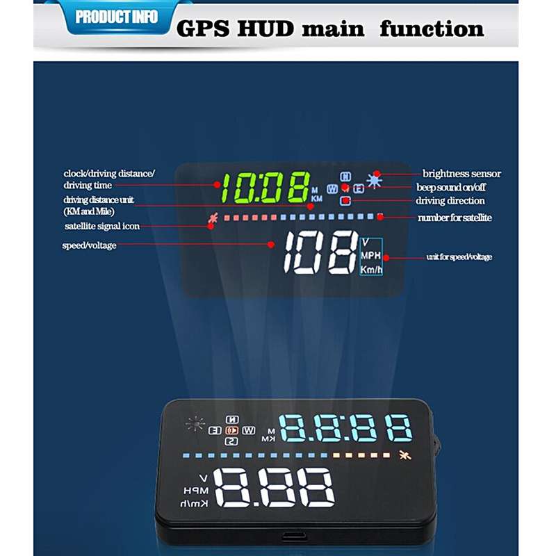 A3 3.5 inch Car GPS HUD / OBD Vehicle-mounted Gator Automotive Head Up Display Security System with