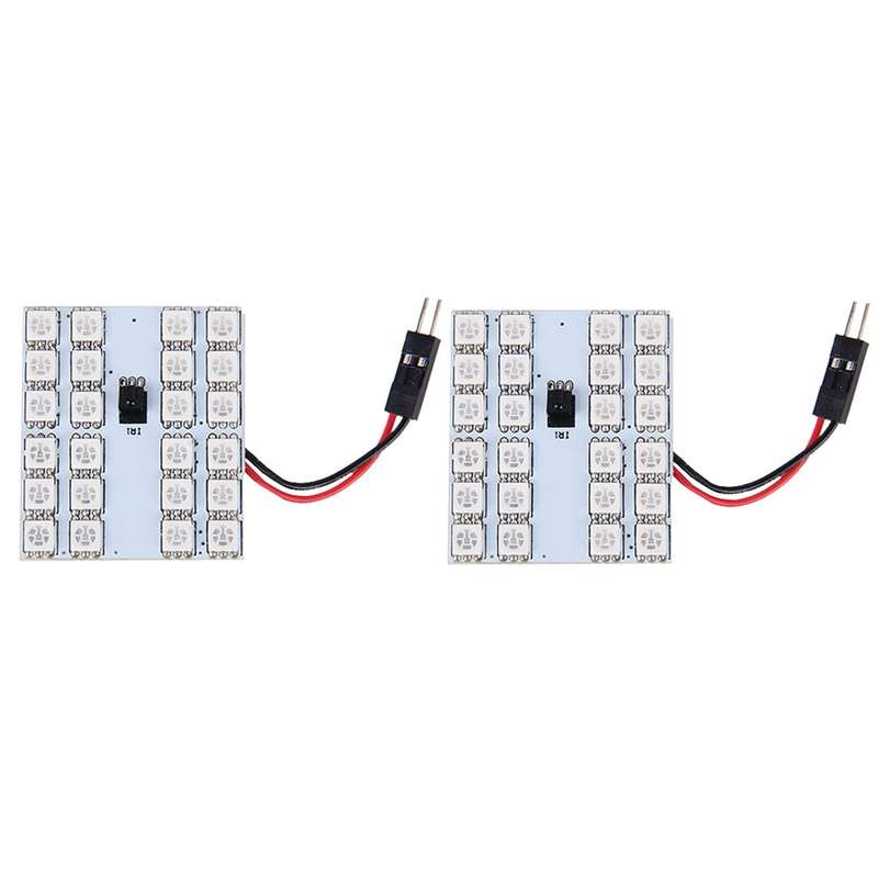 2 PCS Colorful 41MM T10 + Bicuspid Port Remote Control Car Dome Lamp LED Reading Light with 24 LED L