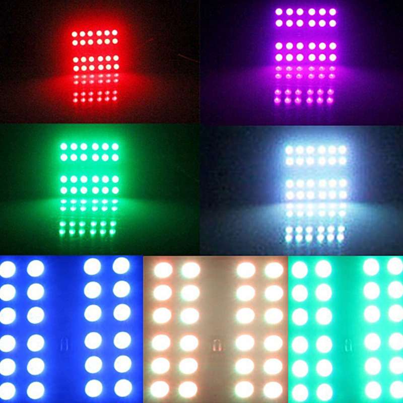 2 PCS Colorful 41MM T10 + Bicuspid Port Remote Control Car Dome Lamp LED Reading Light with 24 LED L
