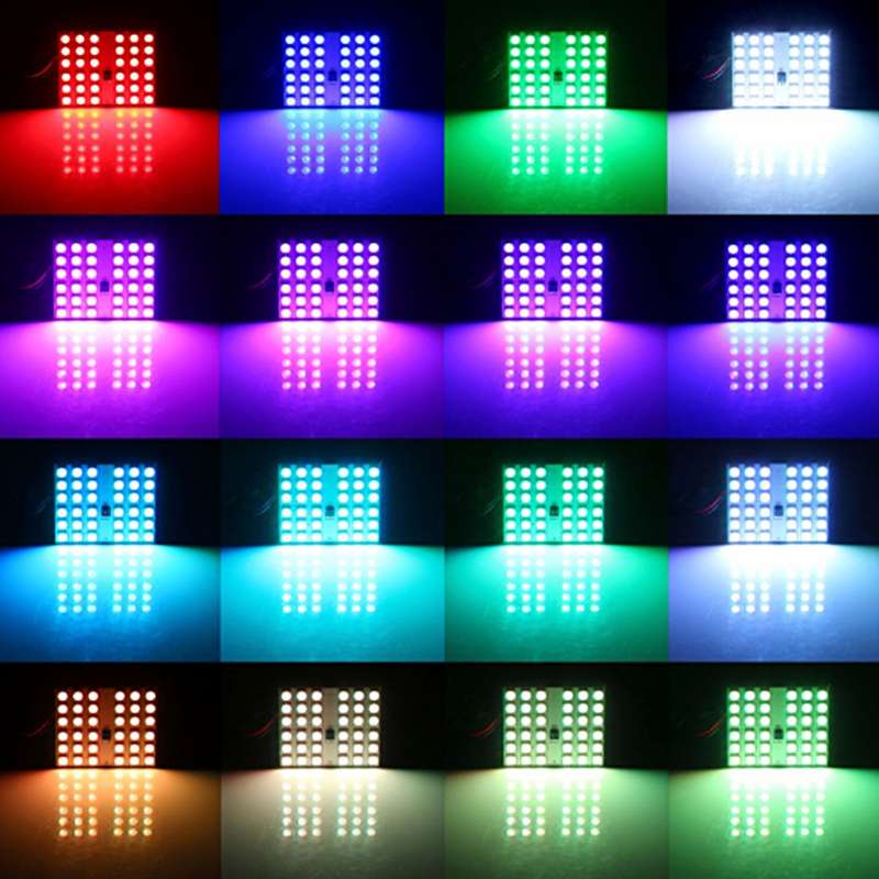 2 PCS Colorful 41MM T10 + Bicuspid Port Remote Control Car Dome Lamp LED Reading Light with 24 LED L