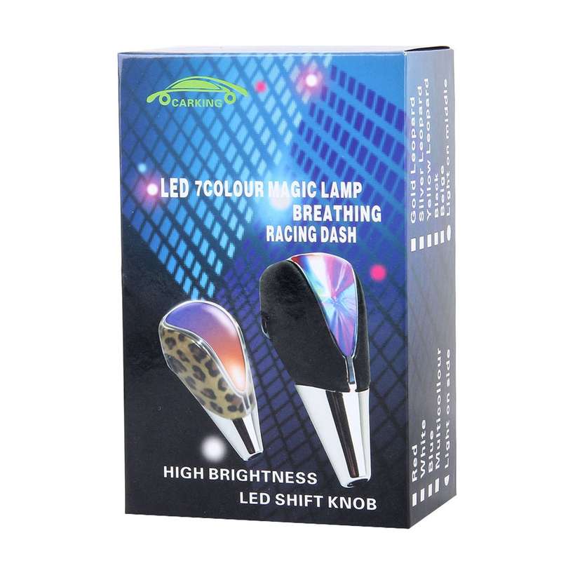 Colorful Car Breathing Racing Dash LED Magic Lamp Black Leather Gear Head Shift Knob, Size: 11.5 * 4