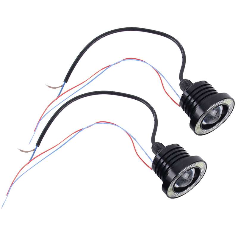 2 PCS 2.5 inch DC12-24V 10W 900LM 6500K Car Angel Eyes Fog Lamp Foglight, Cable Length: 20cm(White L