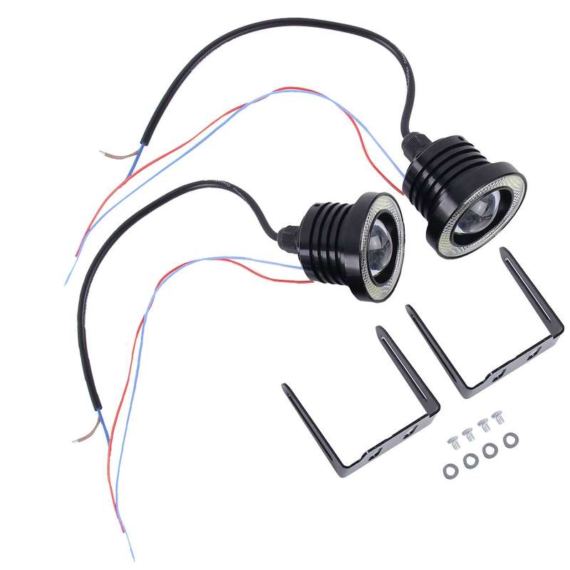 2 PCS 2.5 inch DC12-24V 10W 900LM 6500K Car Angel Eyes Fog Lamp Foglight, Cable Length: 20cm(White L