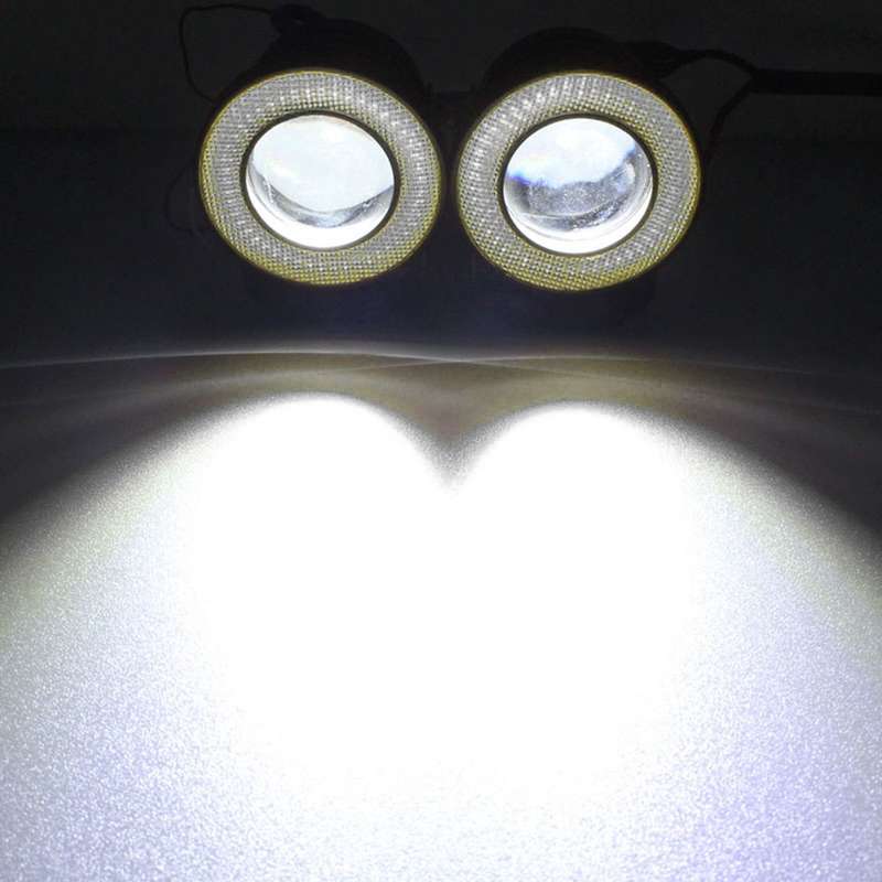 2 PCS 2.5 inch DC12-24V 10W 900LM 6500K Car Angel Eyes Fog Lamp Foglight, Cable Length: 20cm(White L