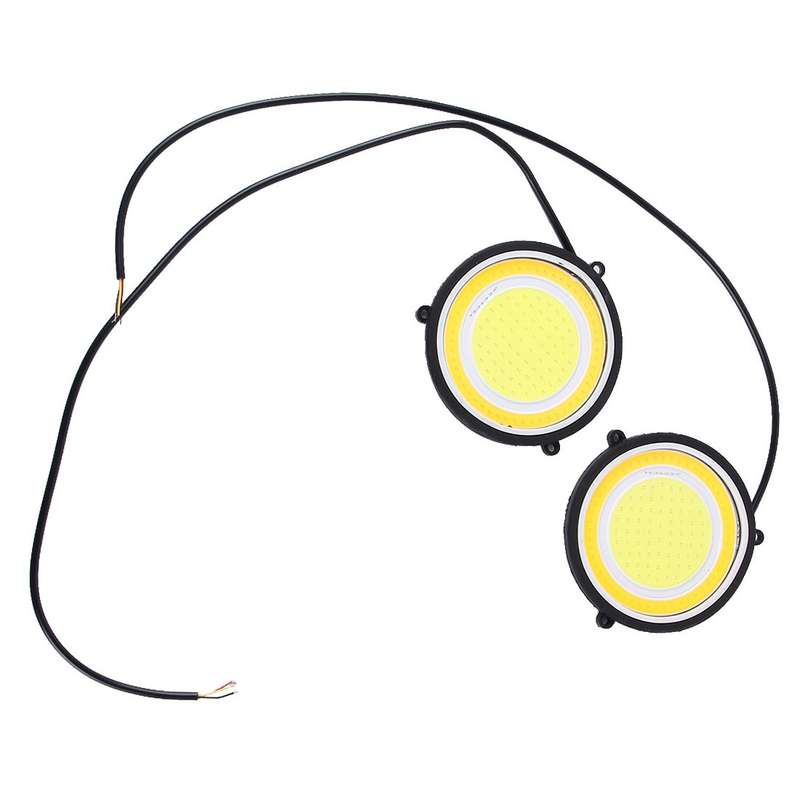 2 PCS DC 12V 10W 6000K Circular Car DRL Daytime Running Lights Lamp(White Light + Ice Blue Light)