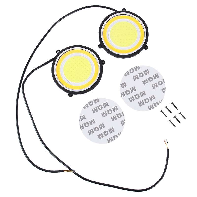 2 PCS DC 12V 10W 6000K Circular Car DRL Daytime Running Lights Lamp(White Light + Ice Blue Light)