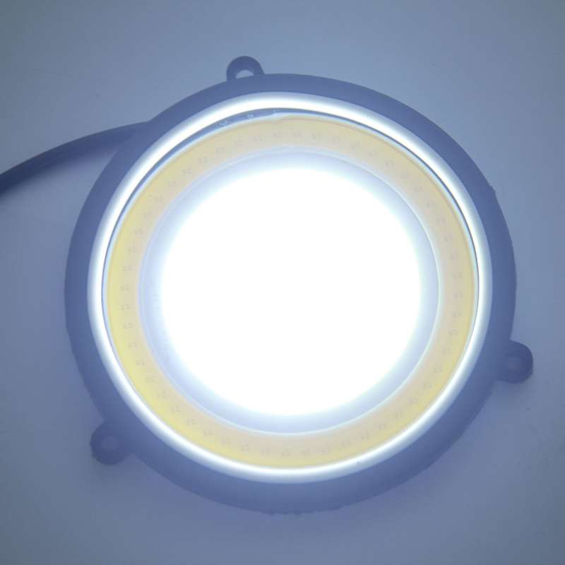 2 PCS DC 12V 10W 6000K Circular Car DRL Daytime Running Lights Lamp(White Light + Ice Blue Light)