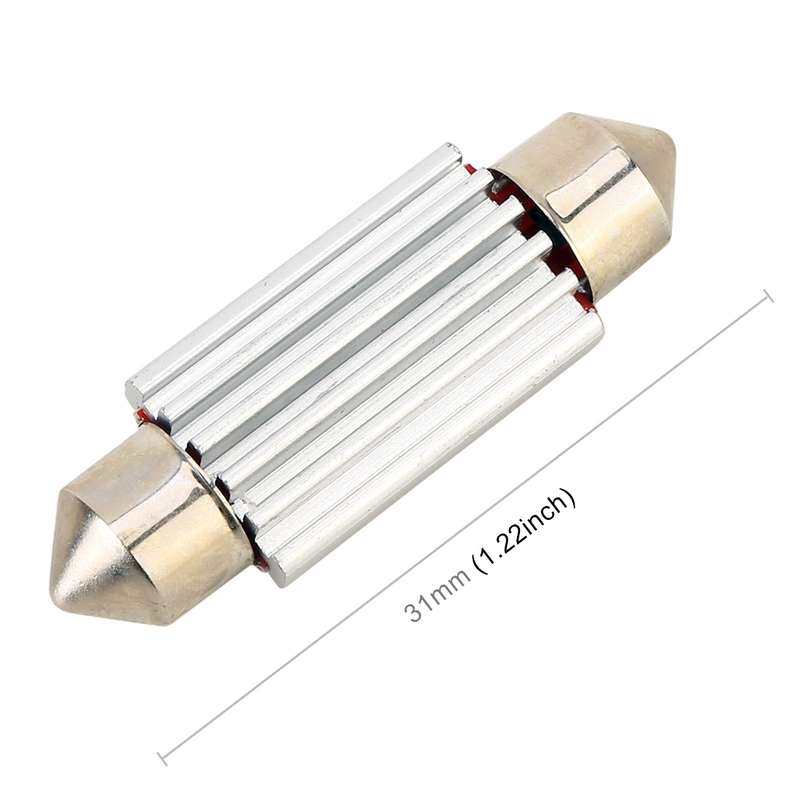 2 PCS DC 12V 2W 31MM 4014 Bicuspid Port No Decoding Car Dome Lamp LED Reading Light with 10 LED Ligh