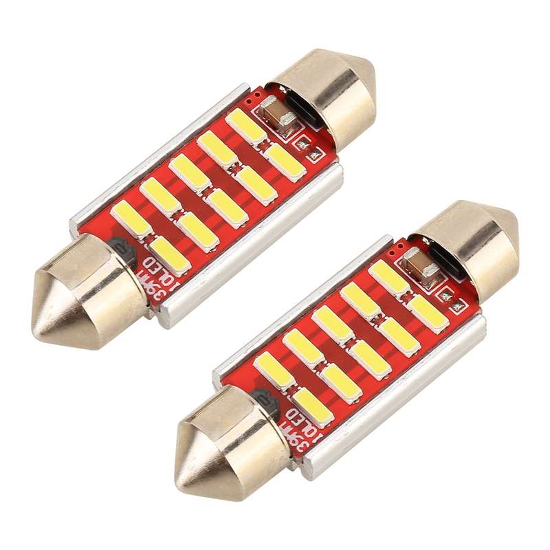2 PCS DC 12V 2W 41MM 4014 Bicuspid Port No Decoding Car Dome Lamp LED Reading Light with 10 LED Ligh