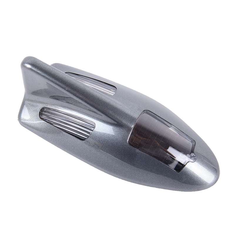 Solar Colorful Light Anti Collision Shark Fin Car Taillight LED Flash Warning Light Caution Light(Gr
