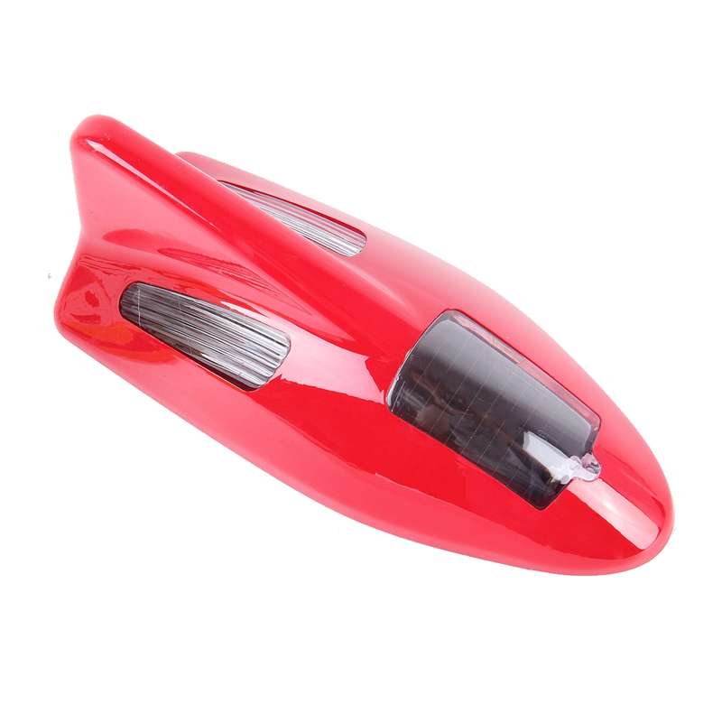 Solar Colorful Light Anti Collision Shark Fin Car Taillight LED Flash Warning Light Caution Light(Gr