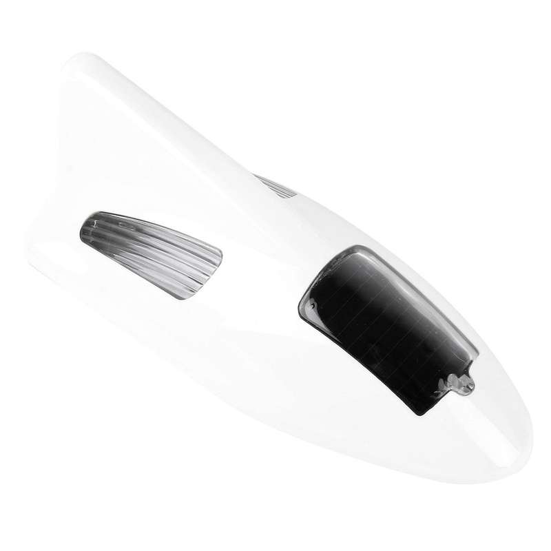 Solar Colorful Light Anti Collision Shark Fin Car Taillight LED Flash Warning Light Caution Light(Wh