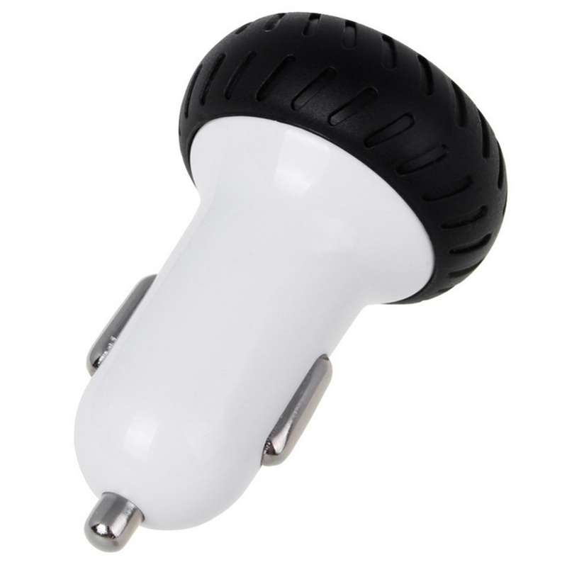 Mini Wheels Design 5V 1.0A+2.1A Double USB Universal Quick Car Charger for Phones / Tablets(White +