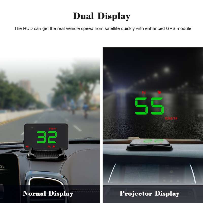 Geyiren A5 HUD 3.5 inch Car Head Up Display with GPS System, Two Mode Display, Light Sensors, KM/h M