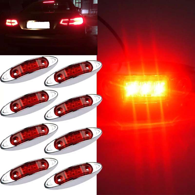 10 PCS DC 10-30V Car Truck Trailer Piranha 3-LED Side Marker Indicator Lights Bulb Lamp, Light Color