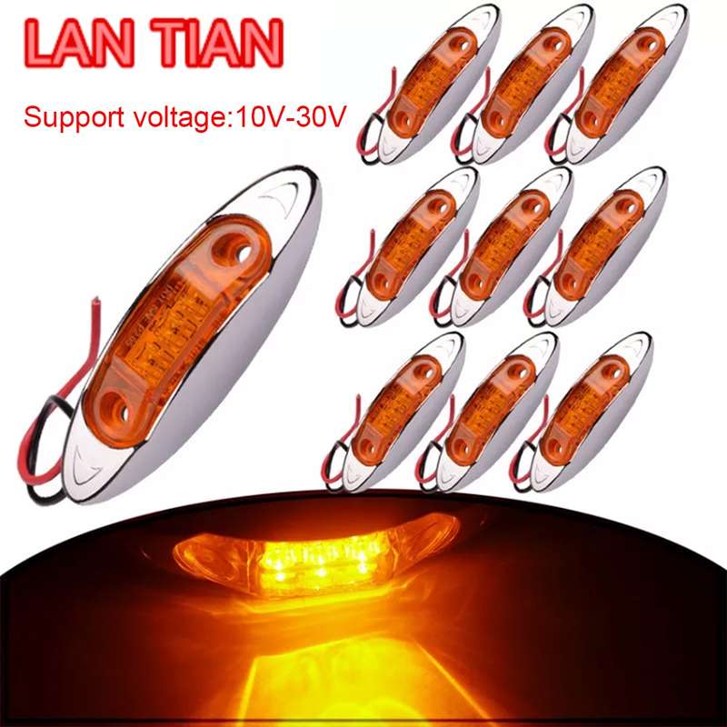 10 PCS DC 10-30V Car Truck Trailer Piranha 3-LED Side Marker Indicator Lights Bulb Lamp, Light Color