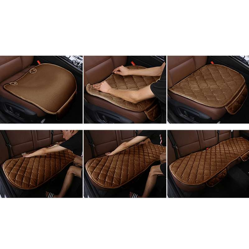 3 PCS / Set Luxurious Warm Car Seat Cover Cushion Universal Front Back Seat Covers Car Non-slip Chai