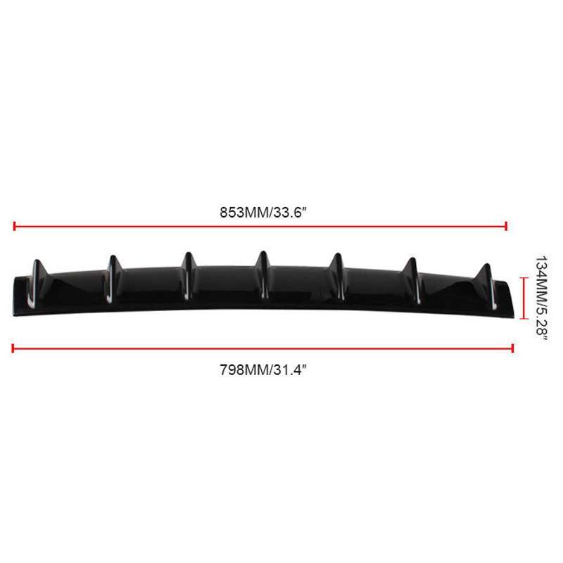 Universal Car Rear Bumper Lip Diffuser 7 Shark Fin Style Black ABS, Size: 85.0x18.0x5.0cm