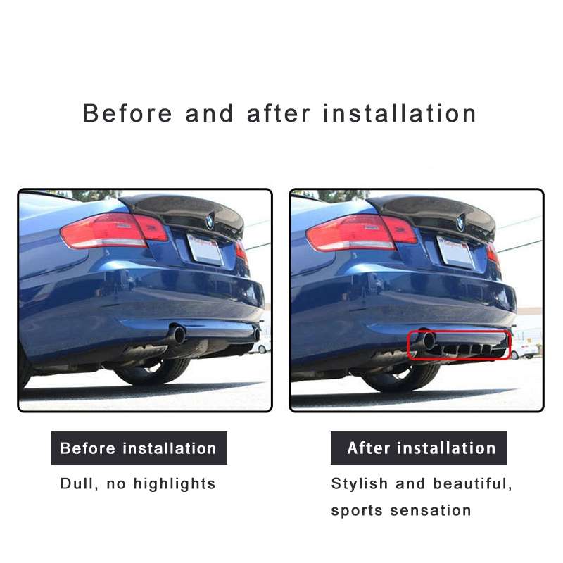 Universal Car Rear Bumper Lip Diffuser 7 Shark Fin Style Black ABS, Size: 85.0x18.0x5.0cm