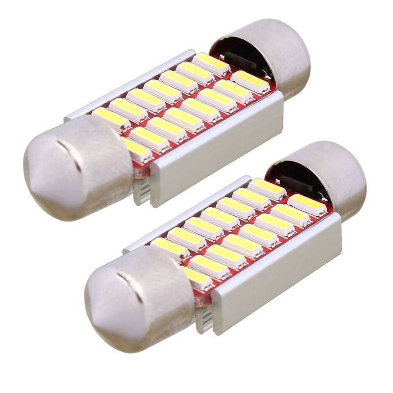 2 PCS Festoon 36mm 2W 160LM White Light 16 LED SMD 4014 Error Free License Plate Lights Car Light Bu