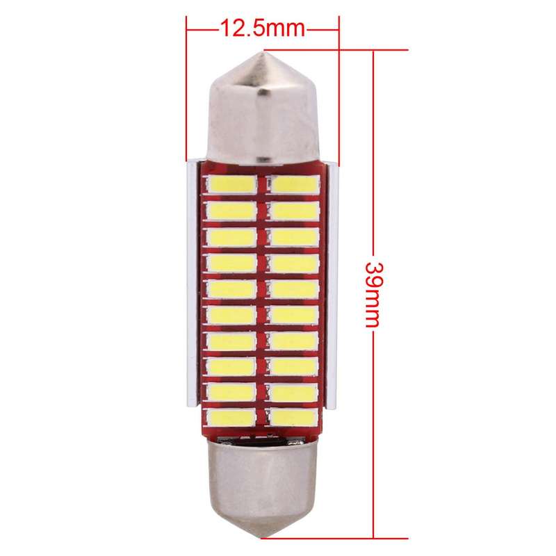 2 PCS Festoon 39mm 2W 200LM White Light 20 LED SMD 4014 Error Free License Plate Lights Car Light Bu