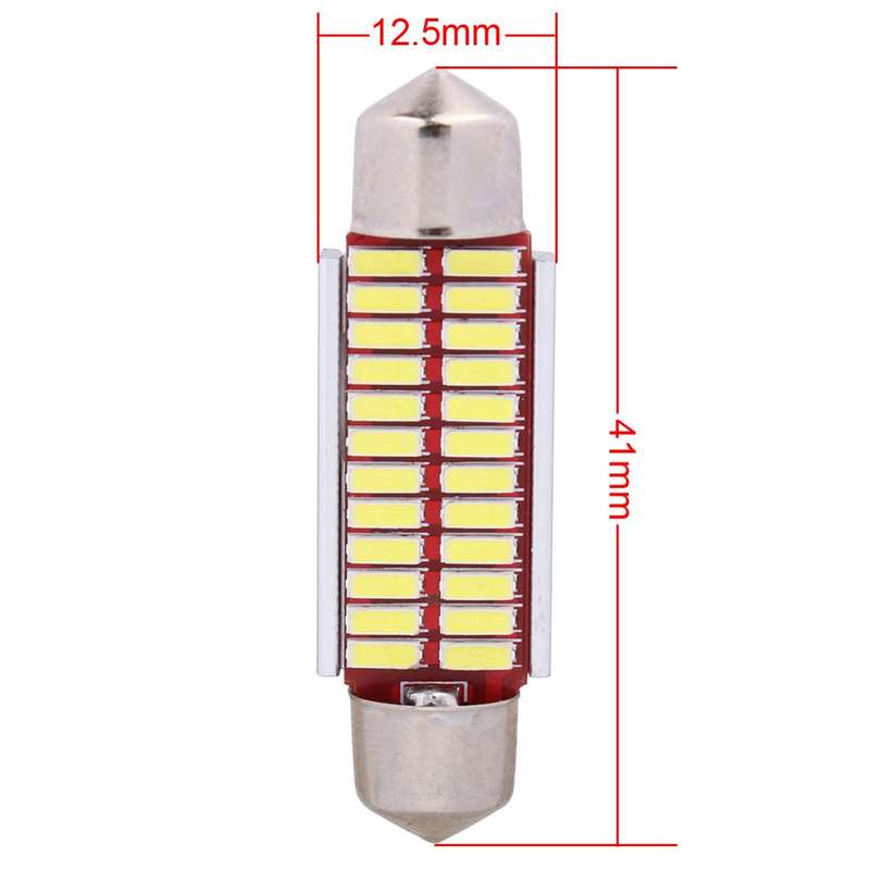 2 PCS 41mm 2W 240LM White Light 24 LED SMD 4014 Error Free License Plate Lights Car Light Bulb