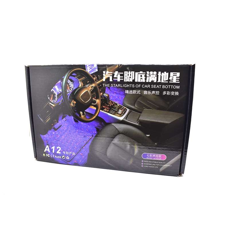 4 in 1 3.2W 12 LEDs RGB Car Interior Floor Decoration Atmosphere Colorful Neon Light Lamp with Wirel