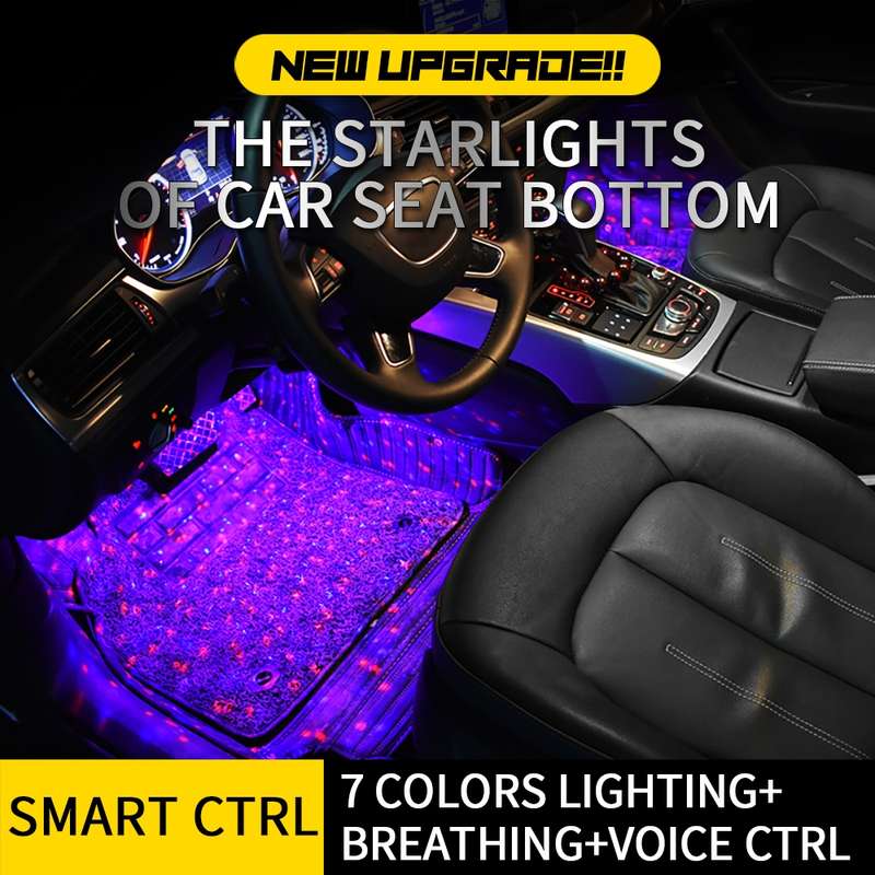 4 in 1 3.2W 12 LEDs RGB Car Interior Floor Decoration Atmosphere Colorful Neon Light Lamp with Wirel