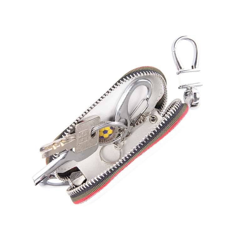 Universal Leather Crocodile Texture Waist Hanging Zipper Wallets Key Holder Bag (No Include Key)(Whi