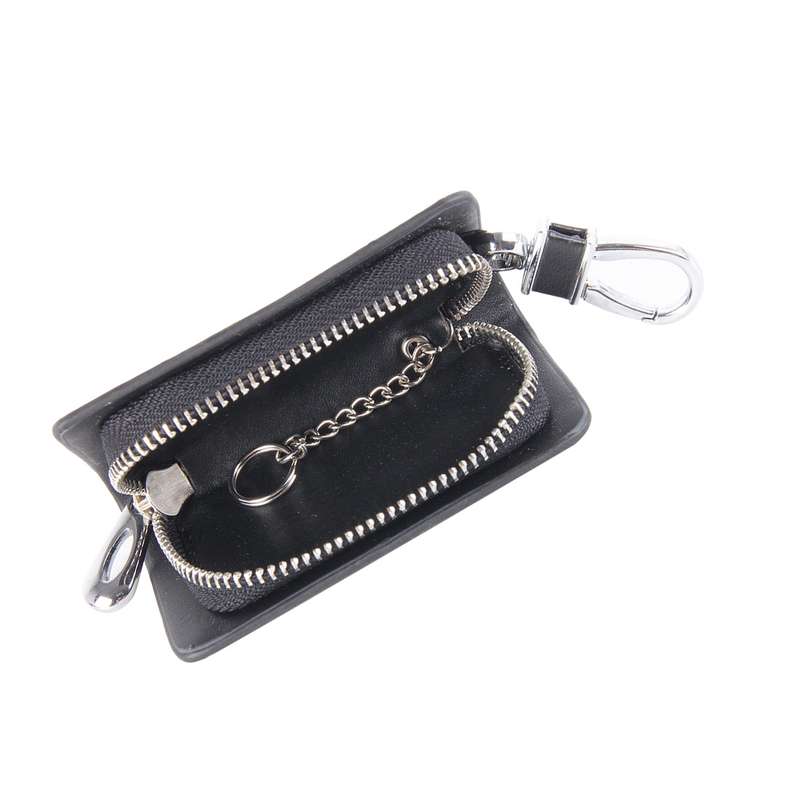 Universal Leather Carbon Fiber Texture Waist Hanging Zipper Wallets Key Holder Bag (No Include Key)(
