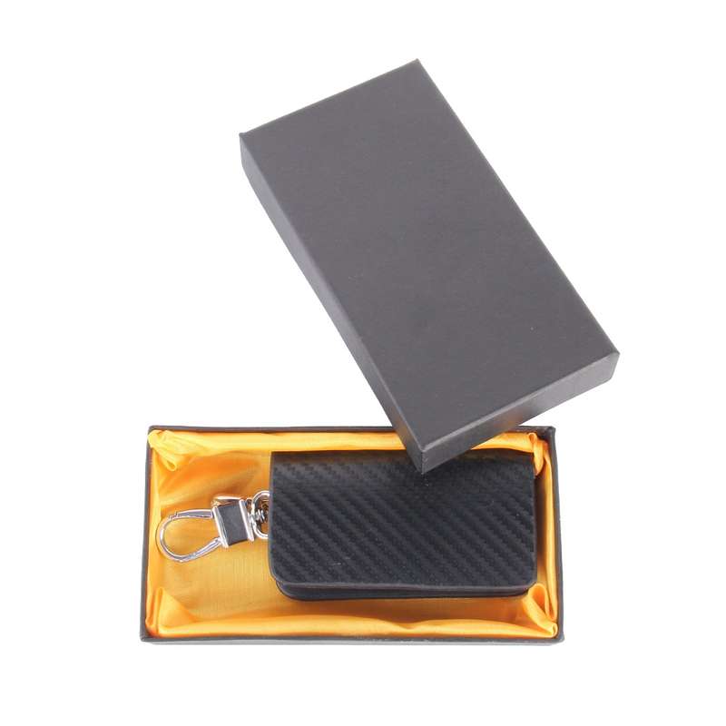 Universal Leather Carbon Fiber Texture Waist Hanging Zipper Wallets Key Holder Bag (No Include Key)(
