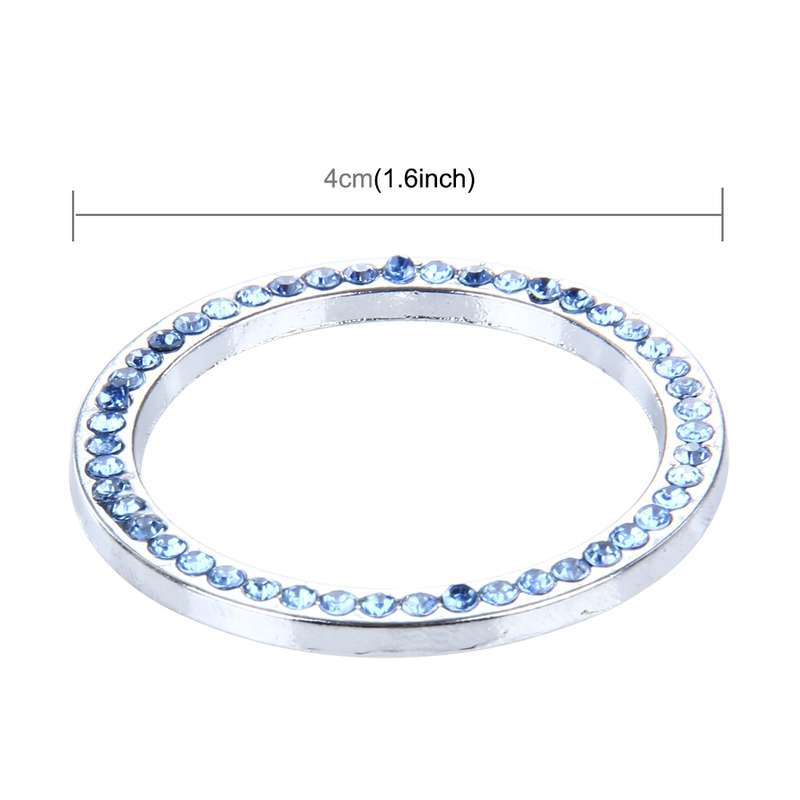 Universal Car Aluminum Steering Wheel Decoration Ring with Diamond For Start Stop Engine System(Pink