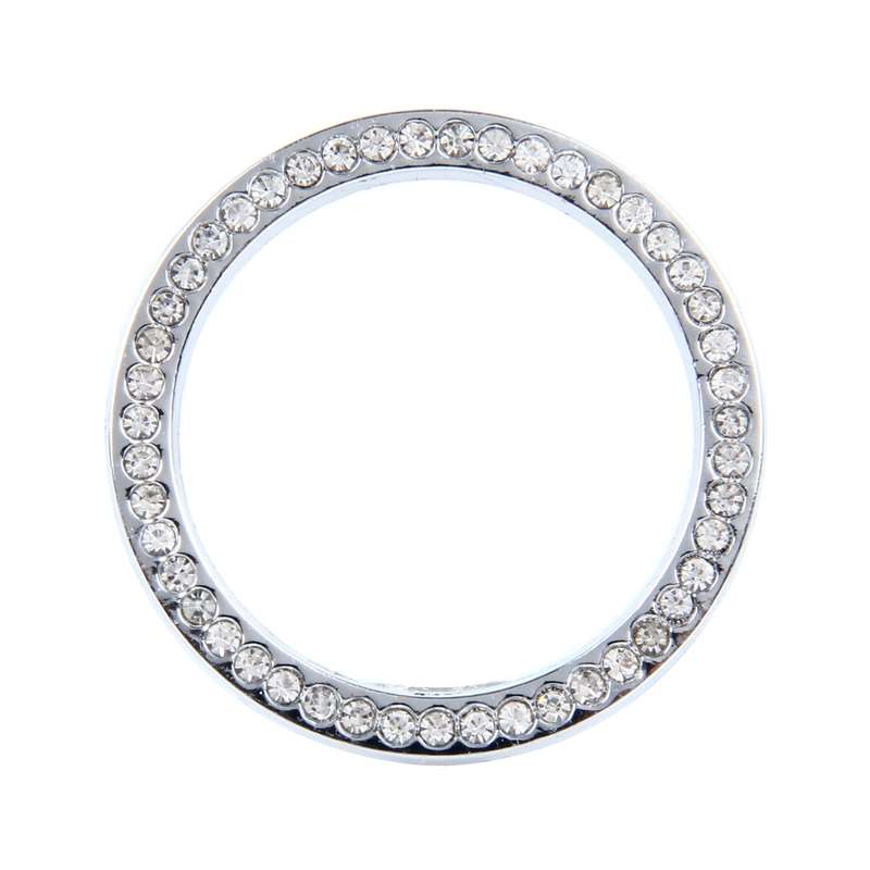 Universal Car Aluminum Steering Wheel Decoration Ring with Diamond For Start Stop Engine System(Pink