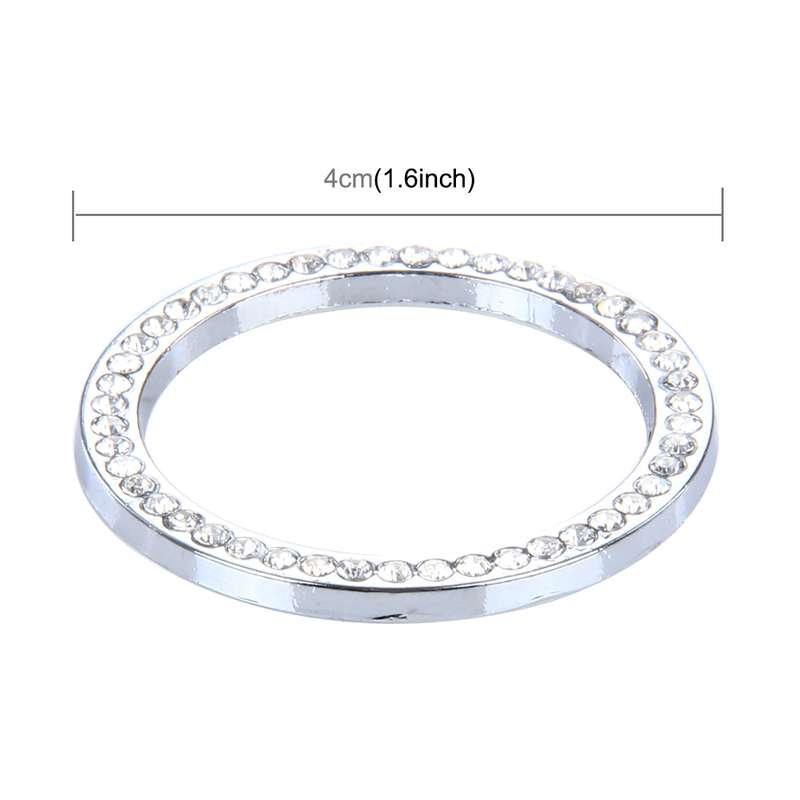 Universal Car Aluminum Steering Wheel Decoration Ring with Diamond For Start Stop Engine System(Pink