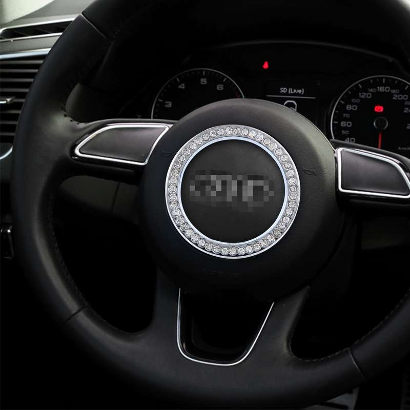 Universal Car Aluminum Steering Wheel Decoration Ring with Diamond For Start Stop Engine System(Pink