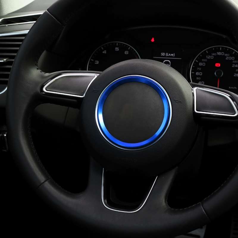 Car Aluminum Steering Wheel Decoration Ring For Audi(Red)