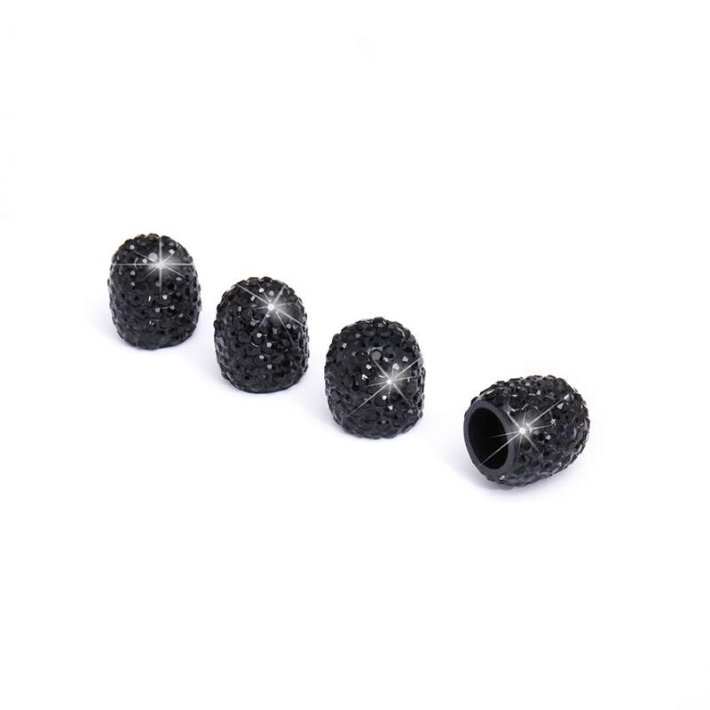 Car Crystal Tire Valve Cap Gas Cap Mouthpiece Cover (Black)