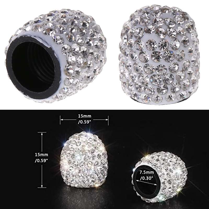 Car Crystal Tire Valve Cap Gas Cap Mouthpiece Cover (Black)