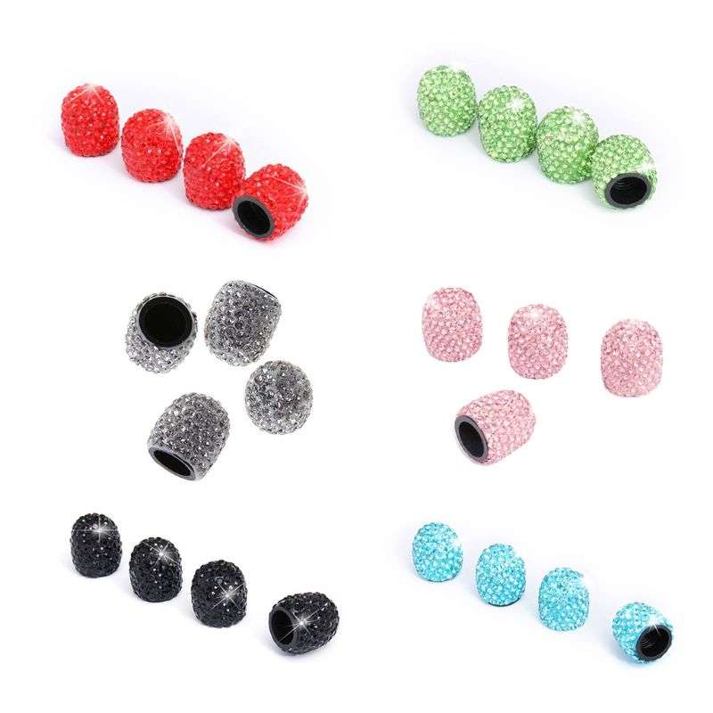 Car Crystal Tire Valve Cap Gas Cap Mouthpiece Cover (Black)