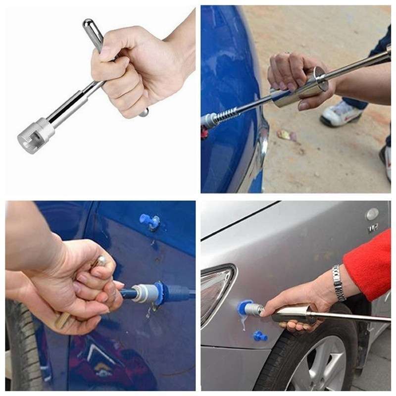 19 in 1 Auto Repair Body Tool Kit Paintless Dent Repair Hail Removal Small Red T Bar Slide Hammer De