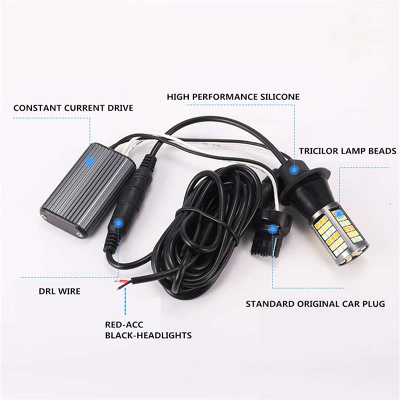 T20/7740 DC12V 3.7W 81 SMD-3030-LEDs Three Color Car DRL&Turn Light, Length: 2m