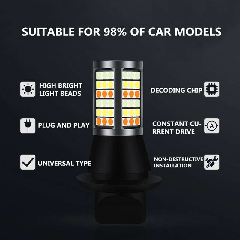 T20/7740 DC12V 3.7W 81 SMD-3030-LEDs Three Color Car DRL&Turn Light, Length: 2m