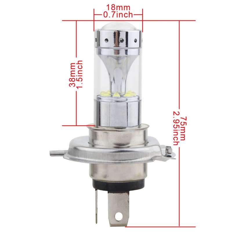 2 PCS H4 60W 1200 LM 6000K Car Fog Lights with 12 XB-D LED Lamps, DC 12V (White Light)