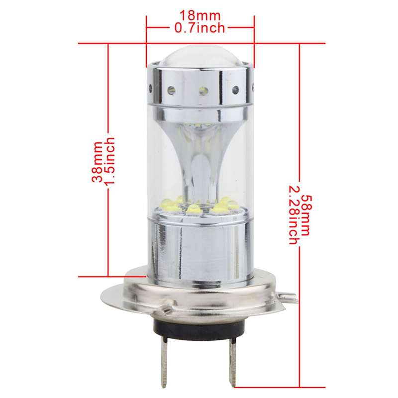 2 PCS H7 60W 1200 LM 6000K Car Fog Lights with 12 XB-D LED Lamps, DC 12V (White Light)
