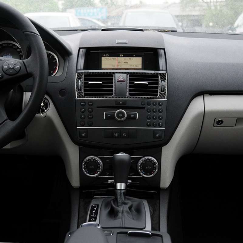 Car Carbon Fiber Air Outlet Ring + Intermediate Air Outlet + Side Air Outlet Panel Decorative Sticke